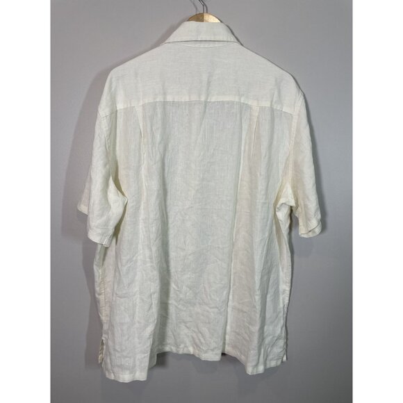Island Importer Mens Linen Shirt XXL White Casual Beach Summer Short Sleeve - Picture 4 of 11